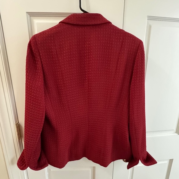 Vintage Jones New York size 12 Red Herringbone blazer Textured Fit - Picture 2 of 3